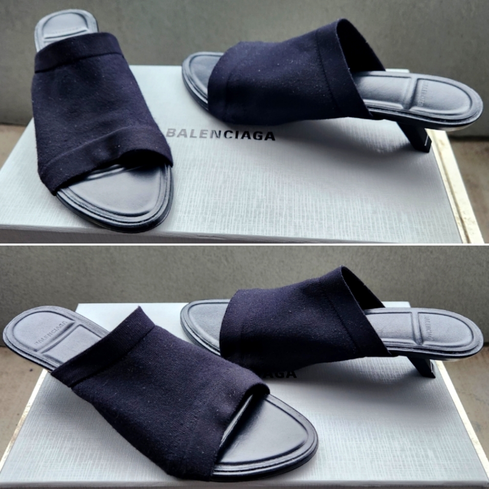 Balenciaga 40mm heel stretch mule sandals 🖤